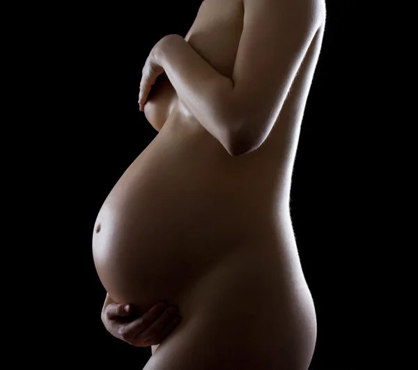 A silhouette of a beautiful pregnant woman — Stock Photo, Image