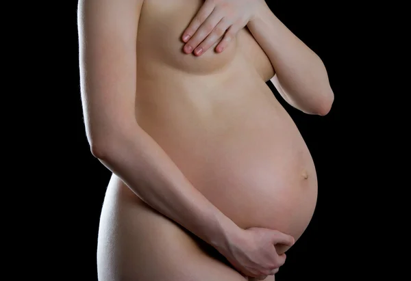 A silhouette of a beautiful pregnant woman — Stock Photo, Image