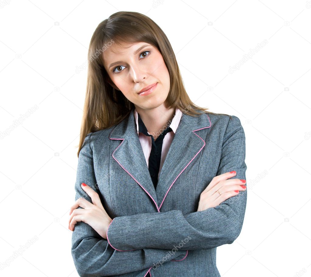 Successful business woman. Isolated over white background