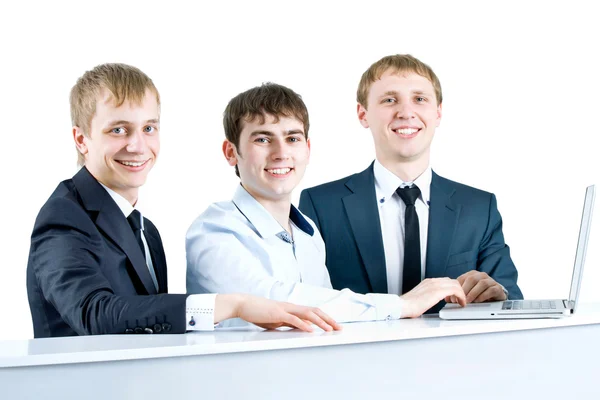 Young business man discussing project with his colleagues and po — Stock Photo, Image