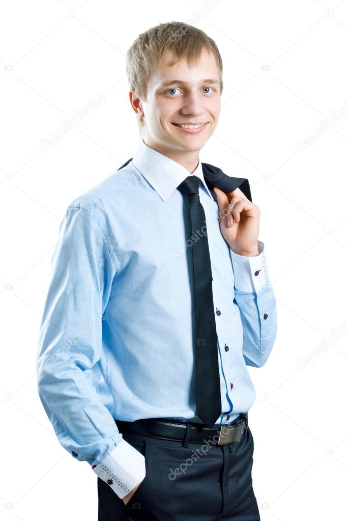 Friendly and smiling businessman looking at camera with reliabil