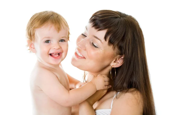 Portrait of angelic baby and his mother — Stock Photo, Image