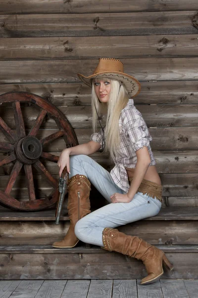 Una chica en un estilo country — Foto de Stock