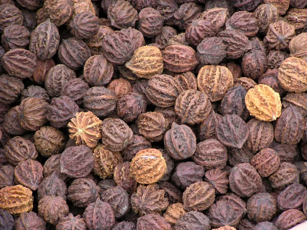 Piles of walnut together in a market — Stock Photo, Image