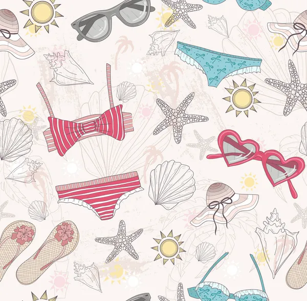 Mignon motif abstrait d'été. Modèle sans couture avec maillots de bain — Image vectorielle