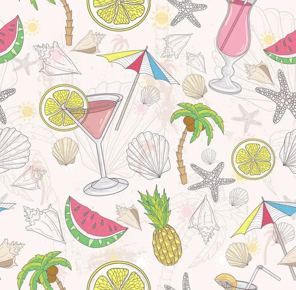 Schattig zomer abstracte patroon. naadloze patroon met cocktails — Stockvector