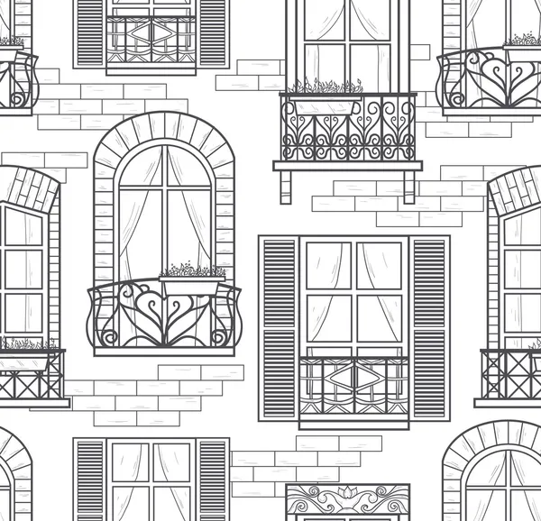 Sømløse vinduer - sømløst mønster – stockfoto