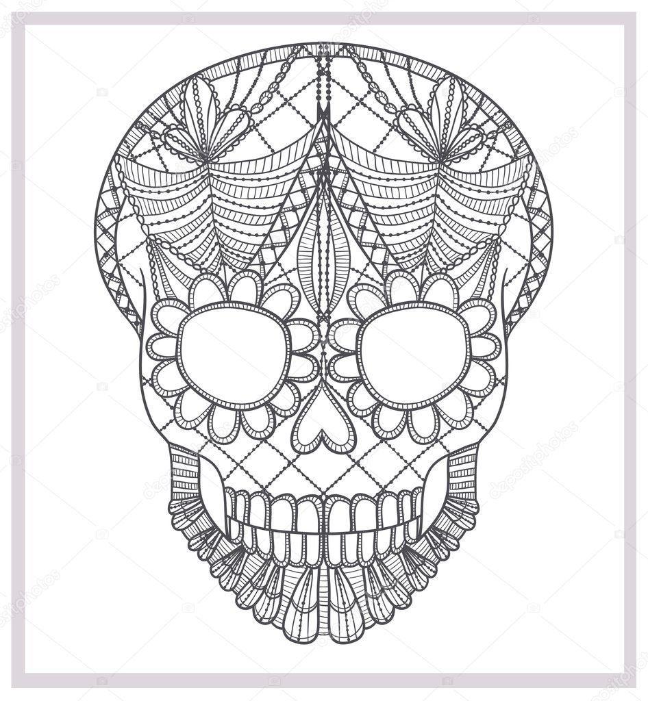 Abstract skull lace ornament