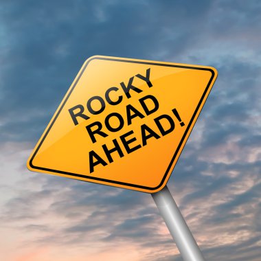 Rocky road ahead. clipart