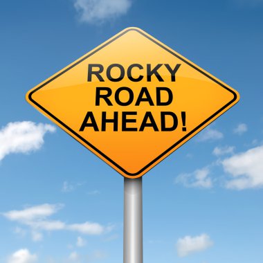 Rocky road ahead. clipart