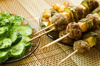 Closeup meatballs kebab clipart