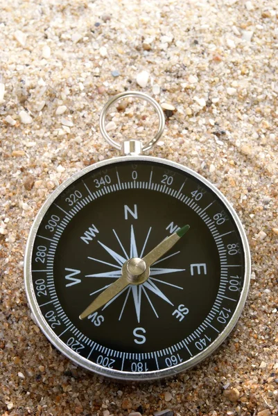 Compass on the sea sand and place for text — Stock Photo © serggn #10888963