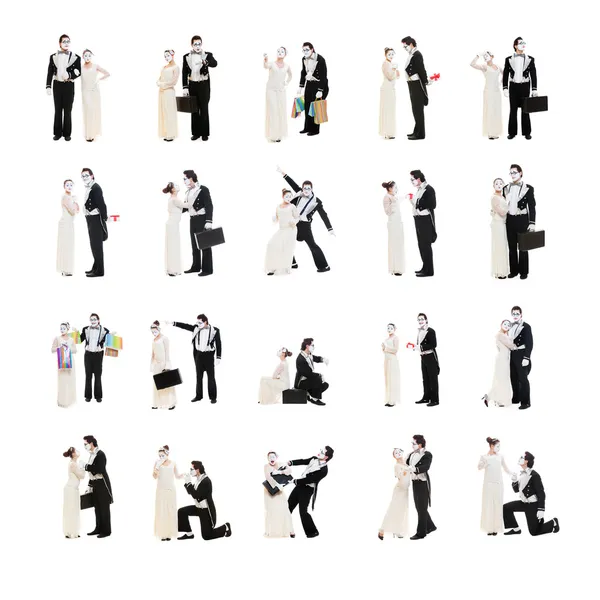 Set of mimes isolated on white — Stock Photo, Image