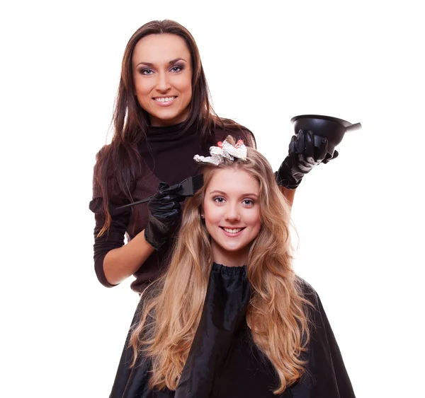 Studio colpo di tintura parrucchiere — Foto Stock