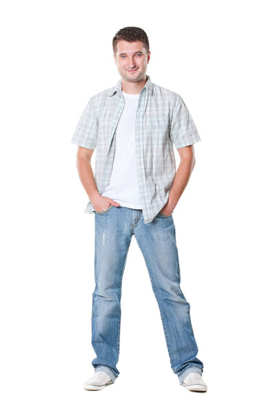 Casual young man in shirt and jeans