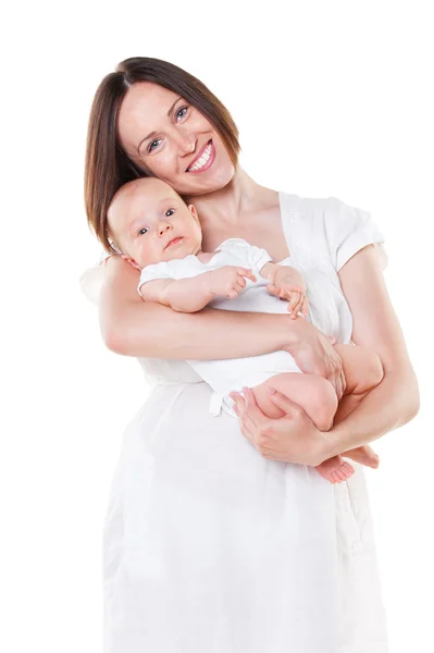 Giovane madre sorridente e adorabile bambino — Foto Stock
