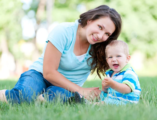 Beautiful mother and happy son — Stock Photo, Image