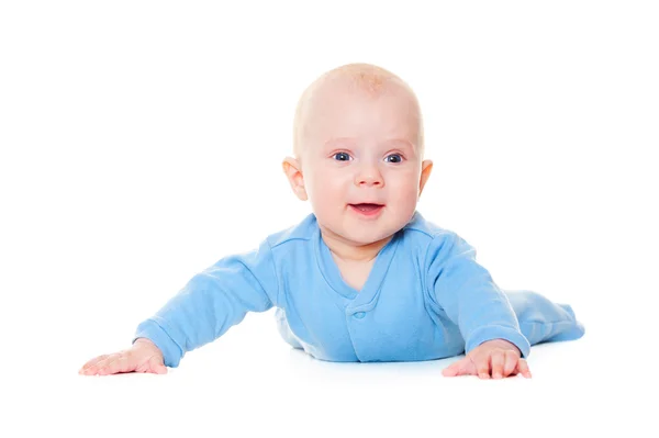 白の床に横たわっている赤ちゃん — ストック写真