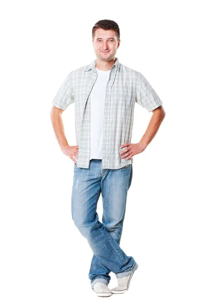 Man in shirt and jeans — Stock Photo, Image