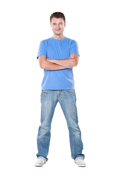 Stilig man i blå t-shirt — Stockfoto