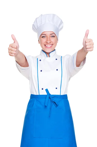 Wesoły kobieta kucharz — Zdjęcie stockowe