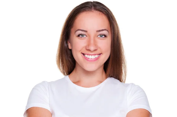 Woman looking and smiling — Stock Photo, Image