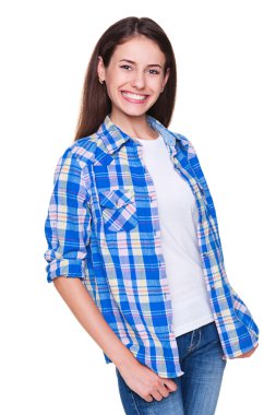ekose desenli gömlek genç kadın