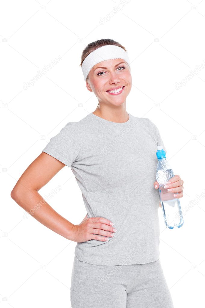 Fitness woman in grey sportswear
