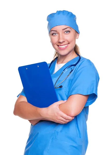 Jonge verpleegster glimlachen — Stockfoto