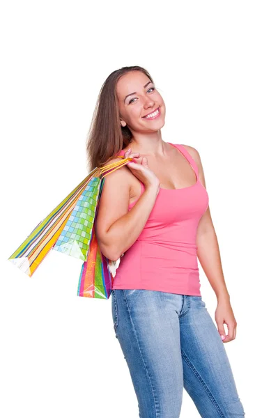 買い物袋を持っている女の子 — ストック写真