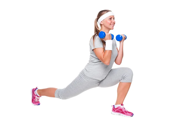 Cute fitness woman doing exercises — Stock Photo, Image