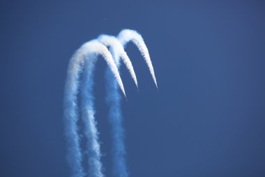 2012,BUCHAREST,ROMANIA - JULY 22:Turkish Stars demoteam at Bucharest airshow clipart