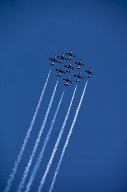 Bucharest, Romanya - 22 Temmuz: İtalyan demoteam frecce tricolori, Bükreş airshow, Romanya, 22 Temmuz 2012