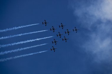 Bucharest, Romanya - 22 Temmuz: İtalyan demoteam frecce tricolori, Bükreş airshow, Romanya, 22 Temmuz 2012