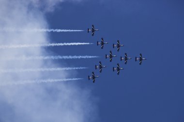 Bucharest, Romanya - 22 Temmuz: İtalyan demoteam frecce tricolori, Bükreş airshow, Romanya, 22 Temmuz 2012