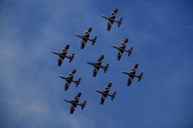 Bucharest, Romanya - 22 Temmuz: İtalyan demoteam frecce tricolori, Bükreş airshow, Romanya, 22 Temmuz 2012