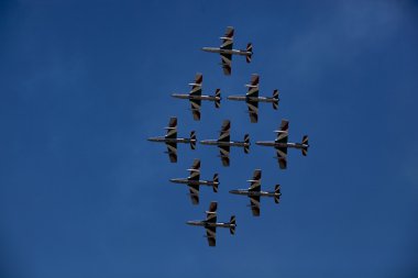 Bucharest, Romanya - 22 Temmuz: İtalyan demoteam frecce tricolori, Bükreş airshow, Romanya, 22 Temmuz 2012