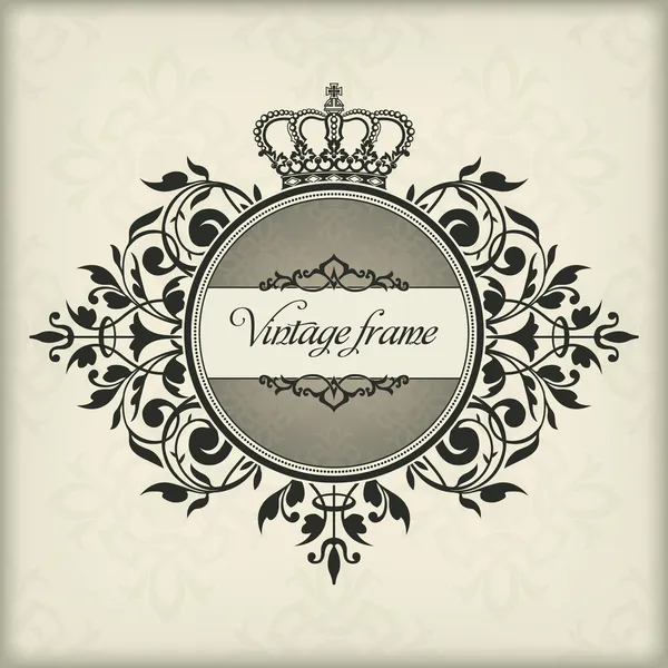 Cadre vintage avec couronne — Image vectorielle