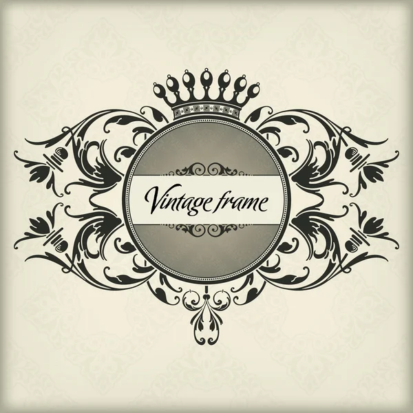 Cornice vintage con corona — Vettoriale Stock