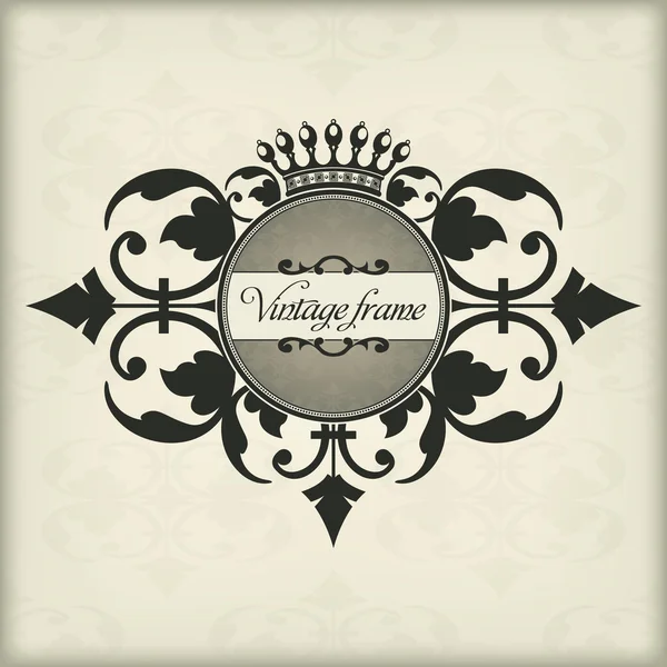 Cadre vintage avec couronne — Image vectorielle