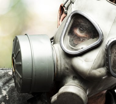 Soldier with gas mask clipart