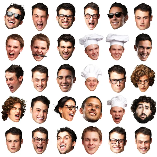 stock image Big collection of person faces over white background