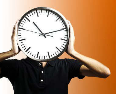 Man holding clock clipart