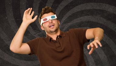 Man Watching Television In 3d Glasses clipart