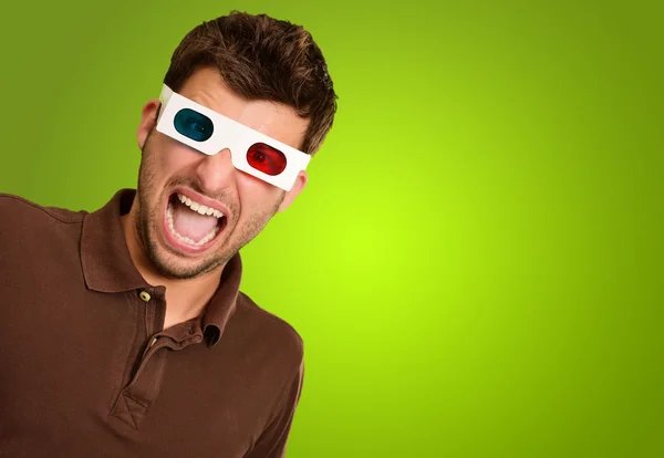 Verbaasd man 3D-bril — Stockfoto