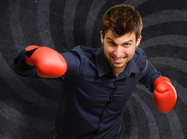 Portrait Of A Man In Red Boxing Glove  — Fotografia de Stock