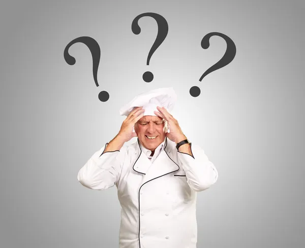 stock image Frustrated Chef With Question Mark