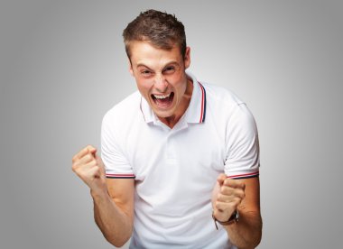 Portrait Of Man Expressing His Excitement clipart
