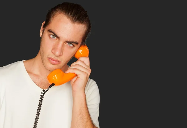 Portrait Of A Man Talking On Telephone — Stock Photo, Image