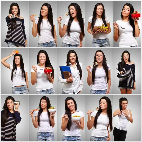 A Multitasking nő portréja — Stock Fotó